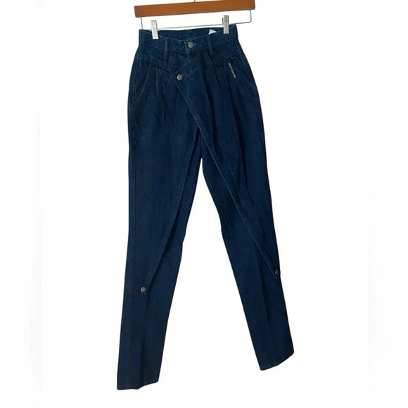 Rocky Mountain 26/3 Dark Blue Denim Jeans Cross Over Flaps Vintage Rockies